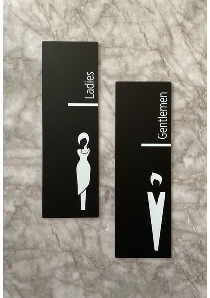 Siyah Mat Fine Serisi Kadın&erkek Wc Yönlendirme Levha Seti
