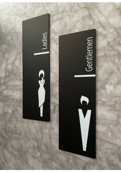 Siyah Mat Fine Serisi Kadın&erkek Wc Yönlendirme Levha Seti modelleri