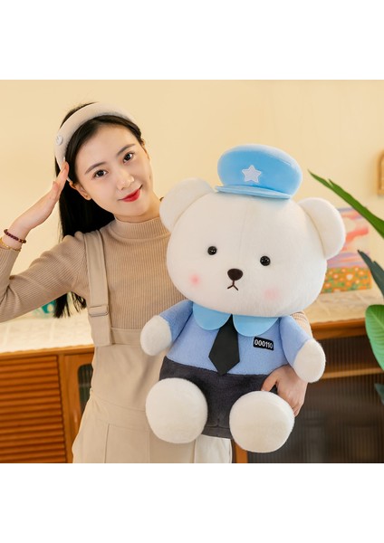 35CM Polis Ayıcık Peluş Bebek Yastık Bebek Hediye (Yurt Dışından)