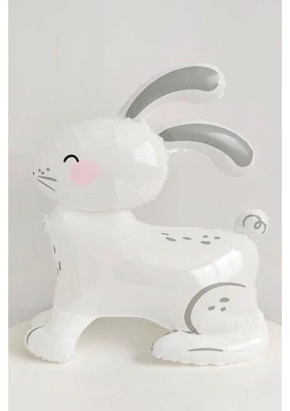 Süt Beyaz 3D Büyük Boy Tavşan Folyo Balon