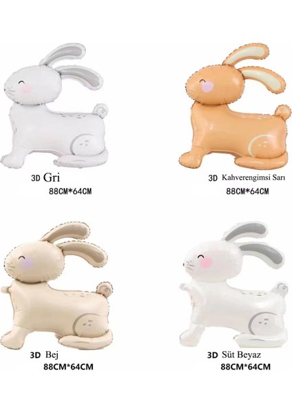 Süt Beyaz 3D Büyük Boy Tavşan Folyo Balon fiyatları