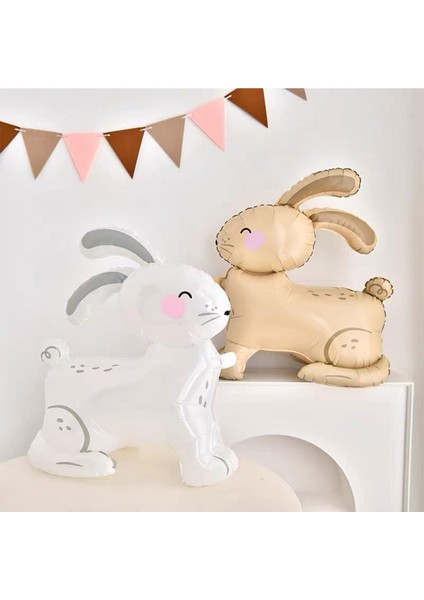 Süt Beyaz 3D Büyük Boy Tavşan Folyo Balon modelleri