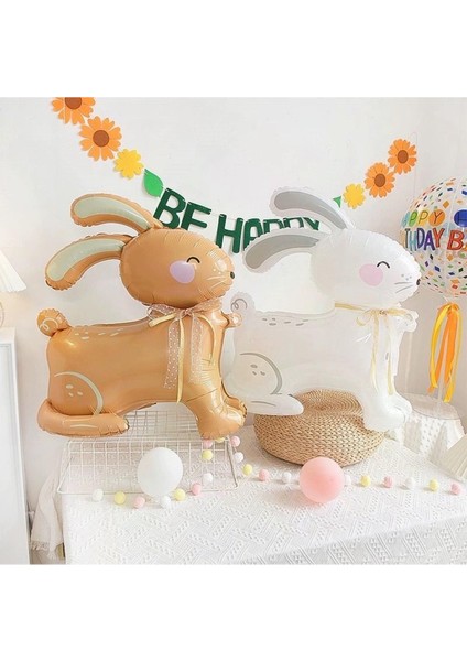 Süt Beyaz 3D Büyük Boy Tavşan Folyo Balon fırsatları