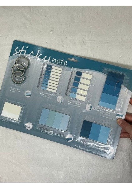 Mavi Tonları Cetvelli Indeks Set Sticker/kitap Ayracı/washi Bant