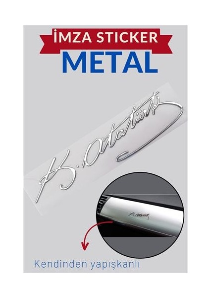 Metal 8.5 cm Atatürk Imzası Sticker