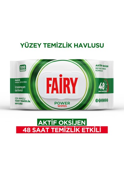 Power Wipes Yüzey Temizleme Mendili 100 Yaprak 12 Adet | Beyaz Sabun | Beyaz Sirke & Karbonat