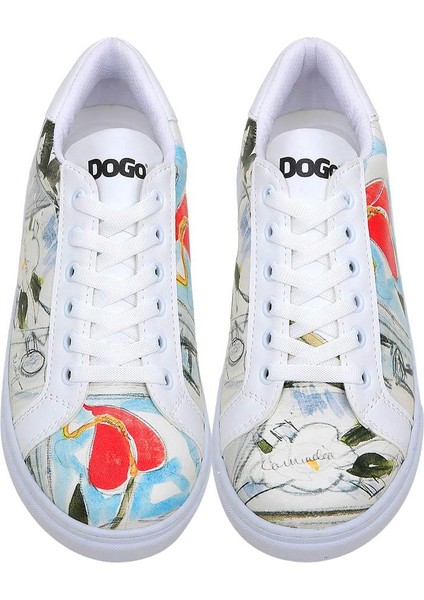 Kadın Vegan Deri Beyaz Sneakers - Hartley's Flower Tasarım fiyatları