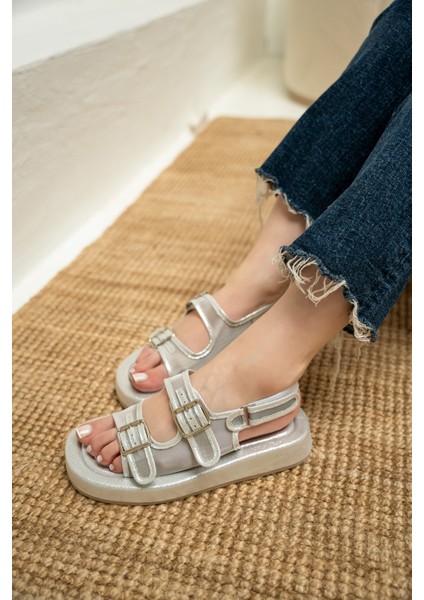 Purly Silver Çift Tokalı Kadın Babet modelleri