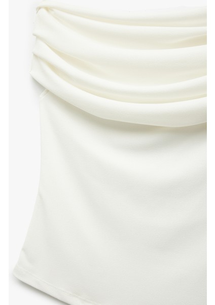 Krep Kumaş Drape Detaylı Straplez Bluz modelleri