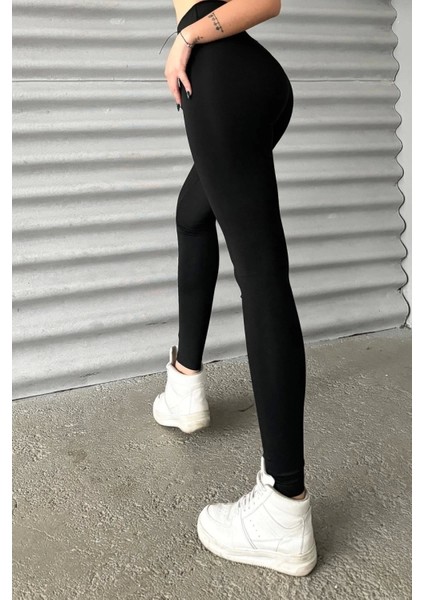 Esnek Yüksek Bel Siyah Uzun Parlak Disco Tayt modelleri