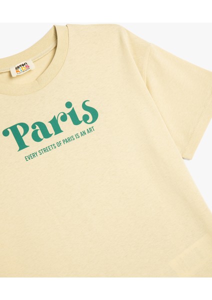 Slogan Baskılı Bisiklet Yaka Kısa Kollu Pamuklu Oversize Tişört