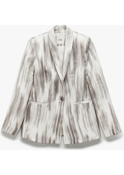 Renk Geçişli Desenli Cepli Uzun Kollu Saten Blazer Ceket indirimleri