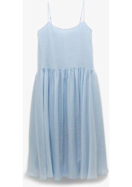 Kolsuz Pamuk Astarlı Uzun Ince Askılı Kloş Elbise