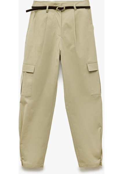 Pamuklu Yüksek Bel Kargo Cep Detaylı Kısa Jogger Pantolon modelleri