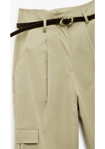 Pamuklu Yüksek Bel Kargo Cep Detaylı Kısa Jogger Pantolon indirimleri