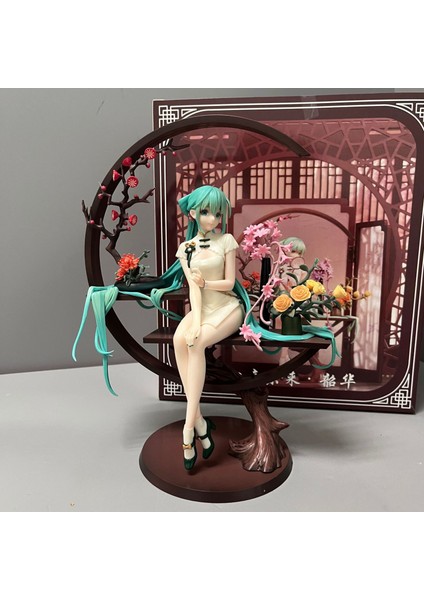 Hatsune Miku Oturan Cheongsam Shaohua El Aleti Modeli Süs Heykeli Hediye (Yurt Dışından)