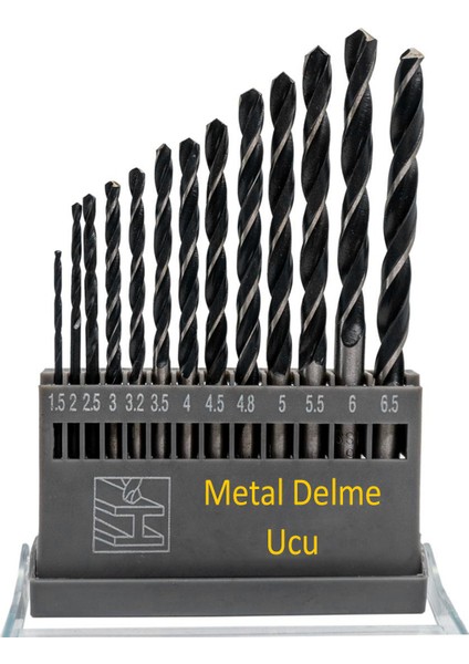 Metal Delme Matkap Ucu Seti 13 'lü Paket Çelik Metal Alüminyum Delici Uç 1.5 - 6.5 mm Arası Çap modelleri