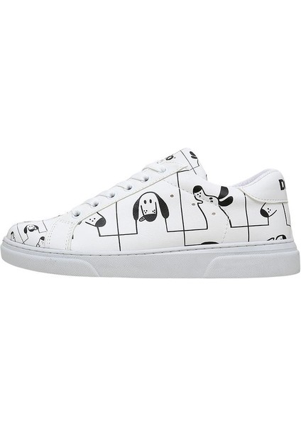 Kadın Vegan Deri Beyaz Sneakers - I Woof You Tasarım fırsatları