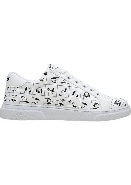 Kadın Vegan Deri Beyaz Sneakers - I Woof You Tasarım indirimleri