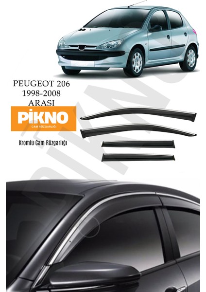 Peugeot 206 1998-2008 Arası Kromlu Cam Rüzgarlığı 4'lü A+ Plus
