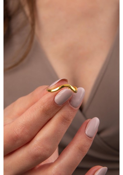 14 Ayar Altın Dalgalı Ajda Yüzük modelleri