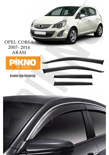 Opel Corsa D 2007-2014 Arası Kromlu Cam Rüzgarlığı 4'lü A+ Plus