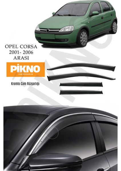 Opel Corsa C 2001-2006 Arası Kromlu Cam Rüzgarlığı 4'lü A+ Plus