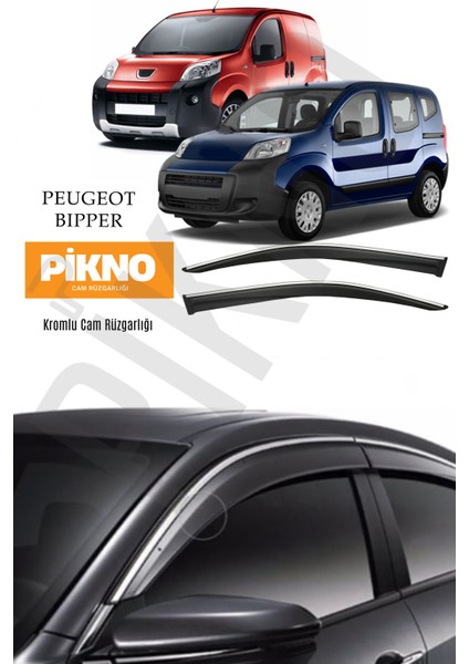 Peugeot Bipper Kromlu Cam Rüzgarlığı 2'li A+ Plus