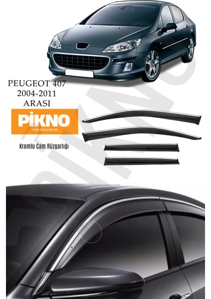 Peugeot 407 2004-2011 Arası Kromlu Cam Rüzgarlığı 4'lü A+ Plus