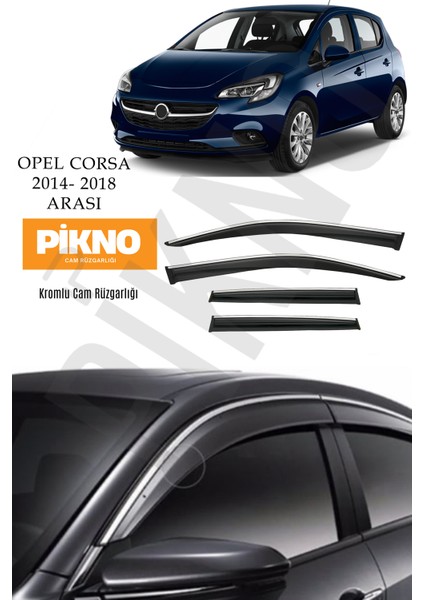 Opel Corsa E 2014-2018 Arası Kromlu Cam Rüzgarlığı 4'lü A+ Plus