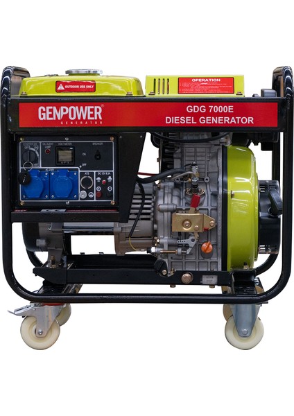 Gdg 7000 E Oto Model 7 Kva Dizel, Ses Izolasyon Kabinsiz, Otomatik Transfer Panolu, Tekerlekli, Monofaze ( 220 Volt) Portatif Jeneratör