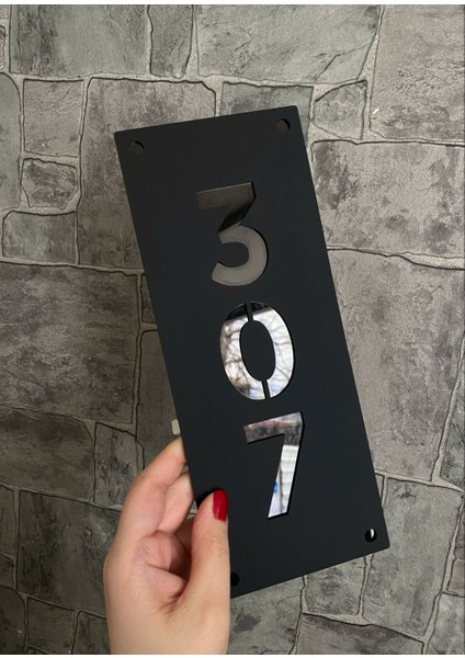 Double Siyah Mat Fine Serisi Pleksi Kapı Numarası