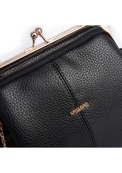 Burslu Klipsli Vintage Omuz ve Çapraz Çanta (23X20 cm Ebatlarındadır) Siyah Lopez fırsatları