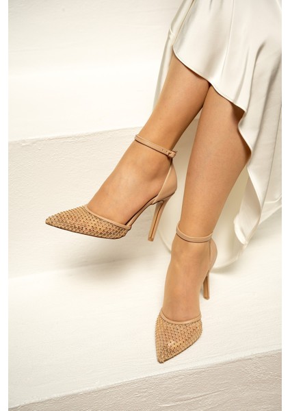 Morgit Nude Taşlı Tokalı Kadın Topuklu Ayakkabı