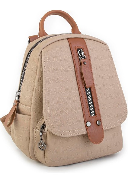 Kadın Sırt Çantası ve Omuz Çantası Dönüştürülebilir Tasarımlı Ürün Kum Taba Gofraj