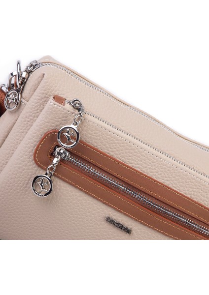 Günlük Çok Gözlü Çanta (En: 26 cm ; Boy:17 Cm) Kum Taba Lopez modelleri