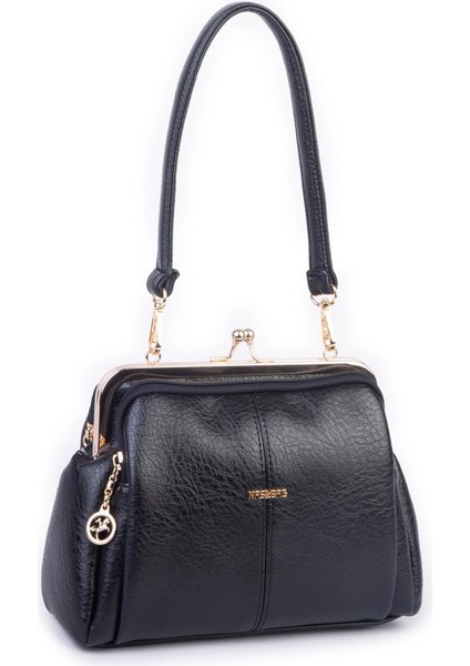 Burslu Klipsli Vintage Omuz ve Çapraz Çanta (23X20 cm Ebatlarındadır) Siyah Victoria modelleri