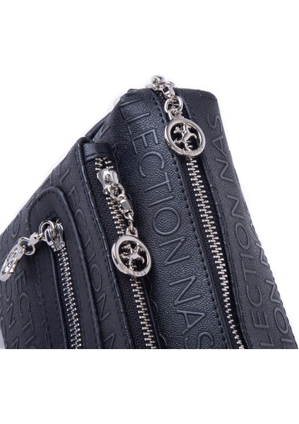 Günlük Çok Gözlü Çanta (En: 26 cm ; Boy:17 Cm) Siyah Gofraj fırsatları