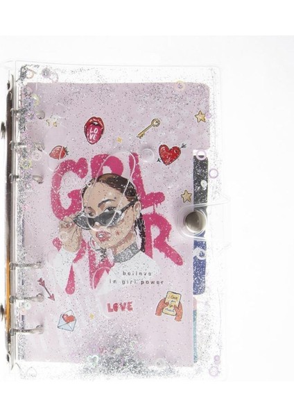 Mekanizmalı Simli ve Sulu Kapaklı Desenli Defter