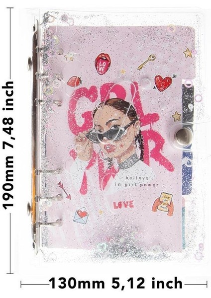 Mekanizmalı Simli ve Sulu Kapaklı Desenli Defter