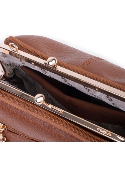 Burslu Klipsli Vintage Omuz ve Çapraz Çanta (23X20 cm Ebatlarındadır) Taba Victoria indirimleri