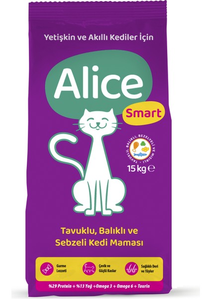 Smart Balıklı Ve Tavuklu Yetişkin Kuru Kedi Maması 15 Kg