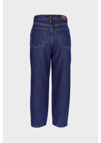 Koyu Mavi Yüksek Bel Barrel Fit Jean Patı Fermuarlı Pantolon C 4934-022 fiyatları