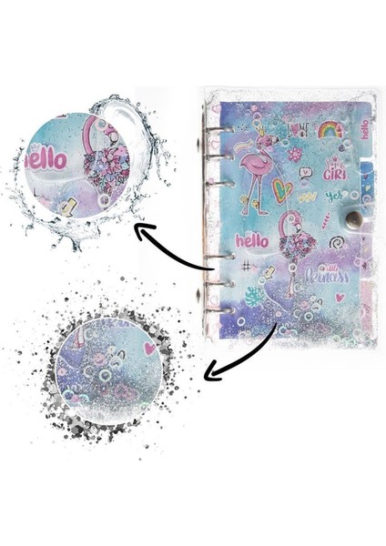 Mekanizmalı Simli ve Sulu Kapaklı Desenli Defter