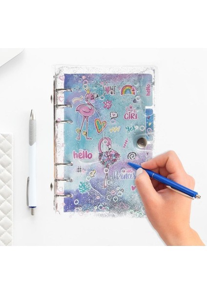 Mekanizmalı Simli ve Sulu Kapaklı Desenli Defter