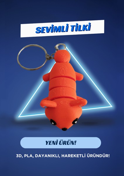- Sevimli Tilki - 3D Hareketli Anahtarlık - Sevimli Hayvan Modelleri