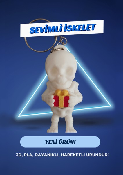 - Sevimli Iskelet - 3D Hareketli Anahtarlık - Hediyelik Modeller