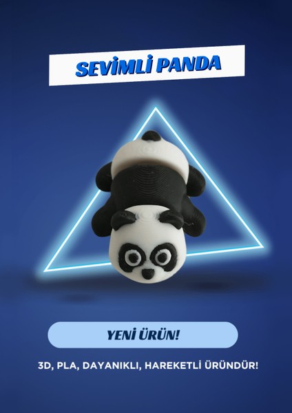 - Sevimli Panda - 3D Hareketli Anahtarlık - Sevimli Hayvan Modelleri