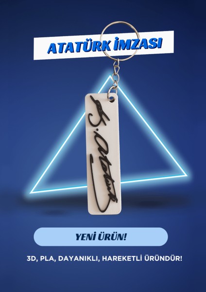 - Atatürk'ün Imzası - 3D Hareketli Anahtarlık - Hediyelik Modeller