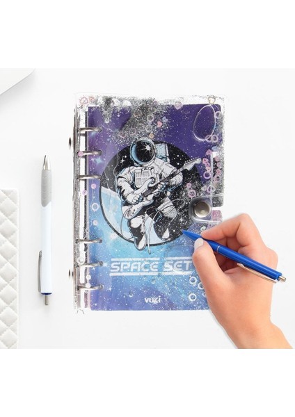 Mekanizmalı Simli ve Sulu Kapaklı Desenli Defter